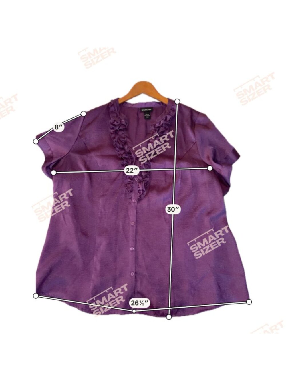 Lane Bryant Purple Blouse V-Neckline Ruffle Short Sleeve Size 22/24 - Picture 8 of 8